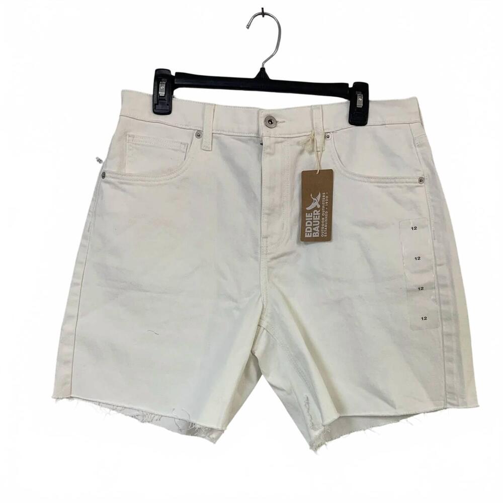 NEW EDDIE BAUER women's authentic voyager cutoff denim shorts in white